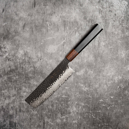 Noseto Kuki Nakiri 180mm 67 层大马士革土色饰面 黑色 Pakka 木材