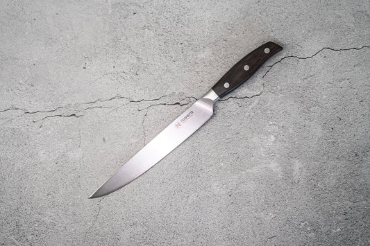 Couteau à trancher allemand NOSETO 210 mm en acier inoxydable de haute qualité avec manche en bois de santal rouge