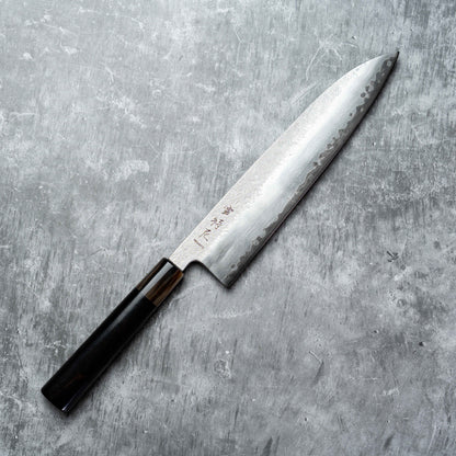 Noseto Ginro Gyuto 240mm 银色锻造 S35Vn 粉末钢，带水牛角和乌木手柄