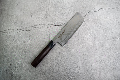 Kanetsune 蓝钢 2 号大马士革 Nakiri 日本刀 165 毫米 Shitan 手柄