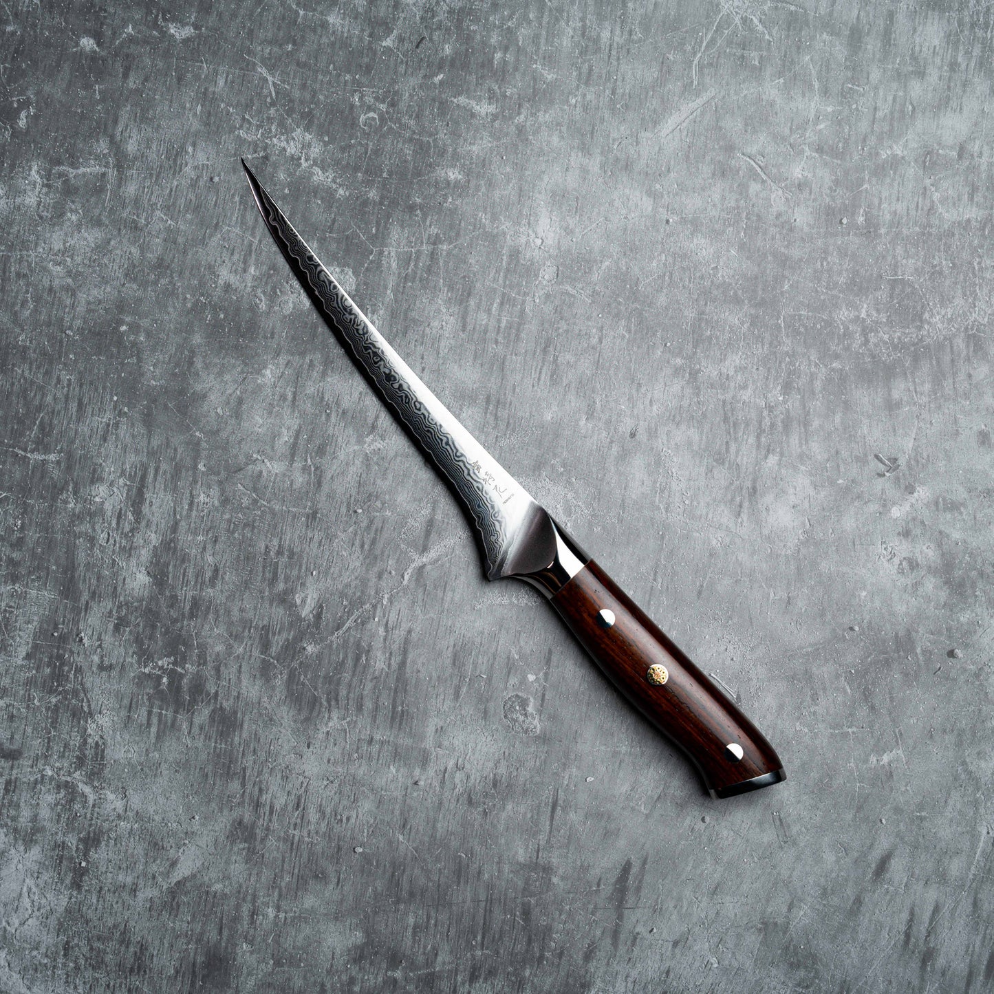 Noseto Niku Fillet 180mm 67 layers Damascus Steel with Nature Rosewood Handle