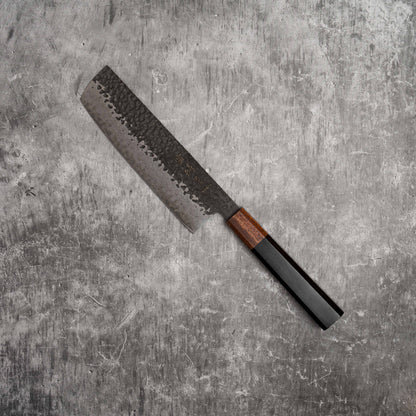 Noseto Kuki Nakiri 180mm 67 层大马士革土色饰面 黑色 Pakka 木材