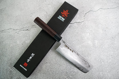 Kanetsune 蓝钢 2 号大马士革 Nakiri 日本刀 165 毫米 Shitan 手柄