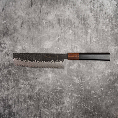 Noseto Kuki Nakiri 180mm 67 层大马士革土色饰面 黑色 Pakka 木材