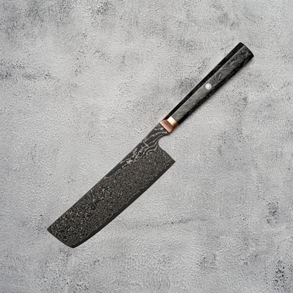 Noseto Masu 170mm Nakiri 67 层 Aus-10 大马士革钢带铜垫 + 碳纤维