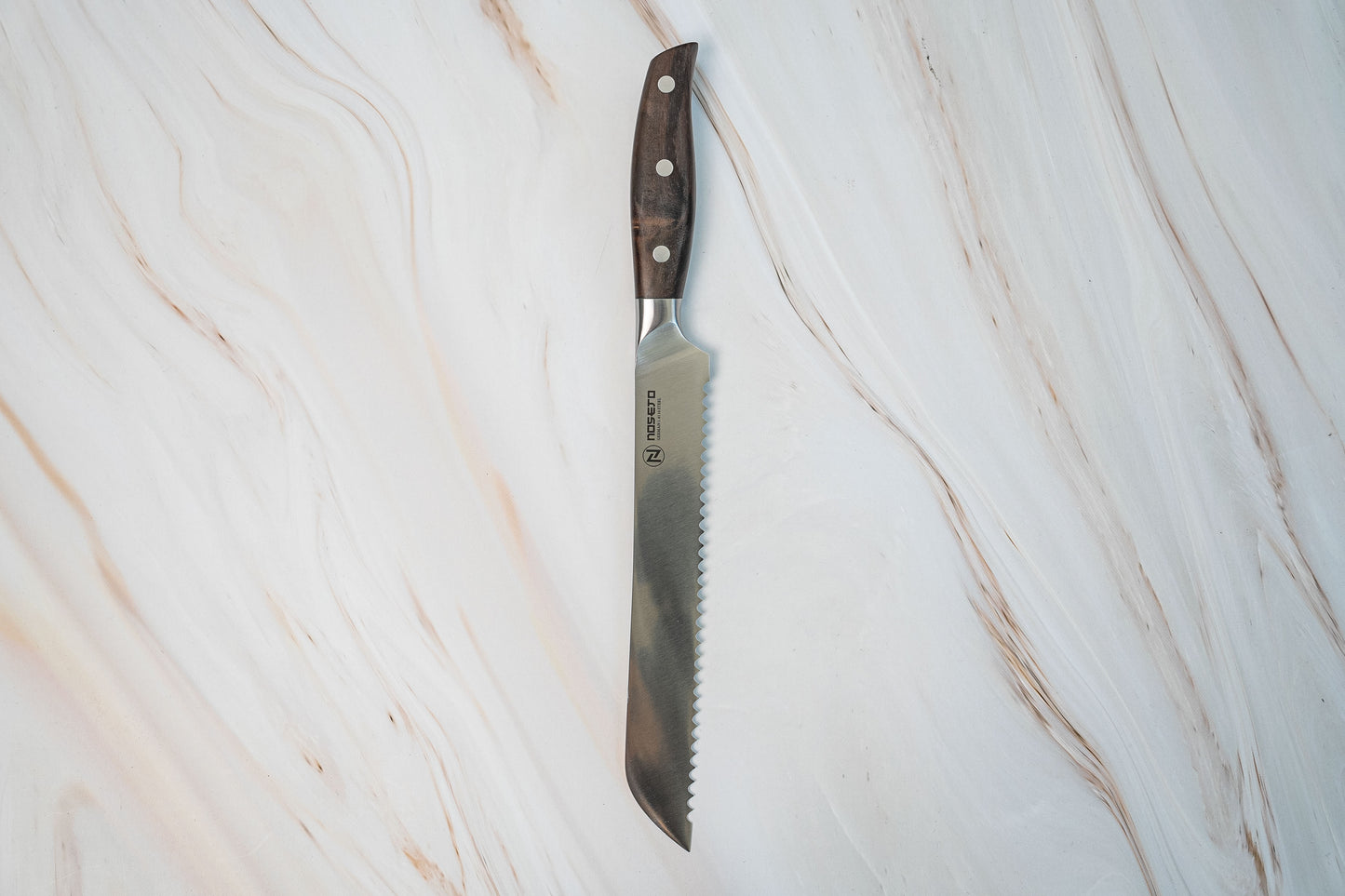 Couteau à pain allemand NOSETO 210 mm en acier inoxydable de haute qualité, manche en bois de santal rouge