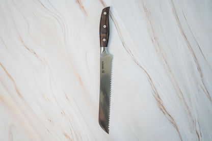 Couteau à pain allemand NOSETO 210 mm en acier inoxydable de haute qualité, manche en bois de santal rouge