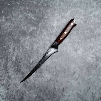 Noseto Niku Fillet 180mm 67 layers Damascus Steel with Nature Rosewood Handle